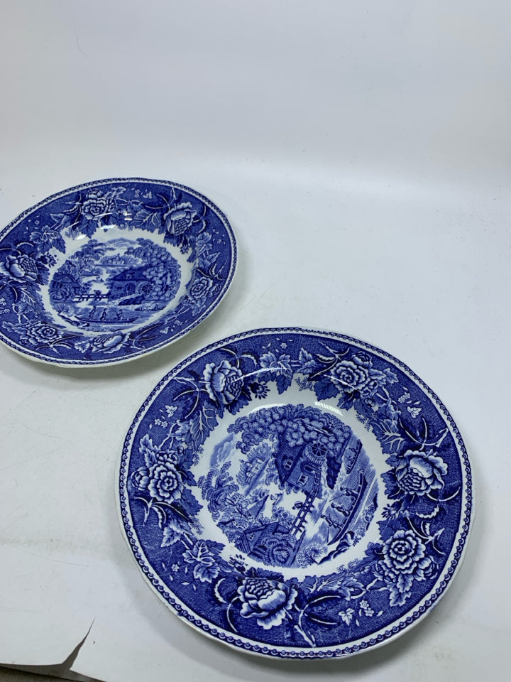2 VTG RURAL SCENE FLAT BOWLS.