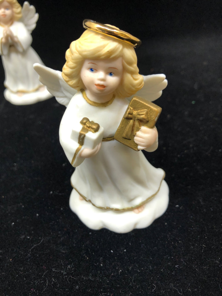 4 CERAMIC W GOLD ACCENTS ANGELS.