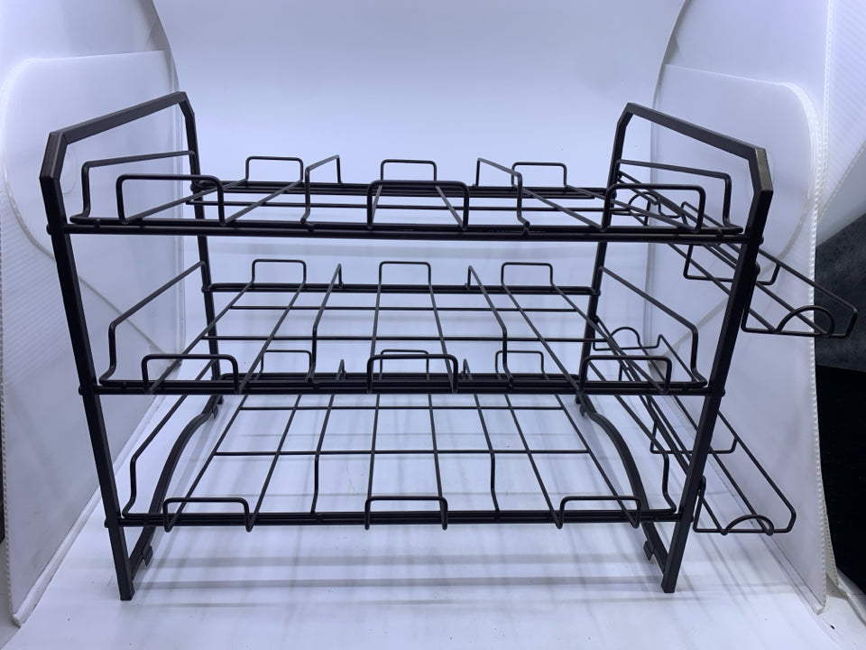 METAL CAN STORAGE RACK.