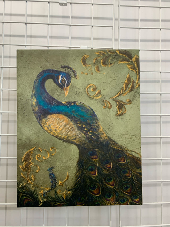 CANVAS PEACOCK WALL ART.
