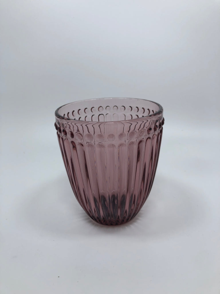 NIB 4PC MIKASA AMETHYST DOUBLE OLD FASHIONED GLASSES.