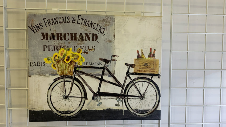 BIKE W SUNFLOWERS CANVAS WALL ART.