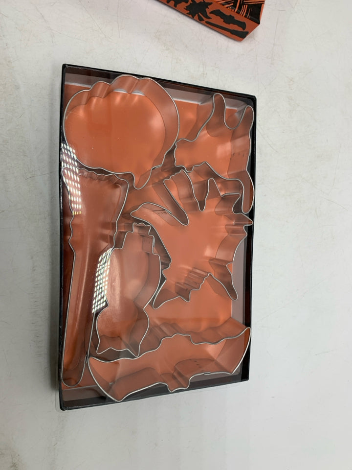 VTG 6 METAL HALLOWEEN THEMED COOKIE CUTTERS.
