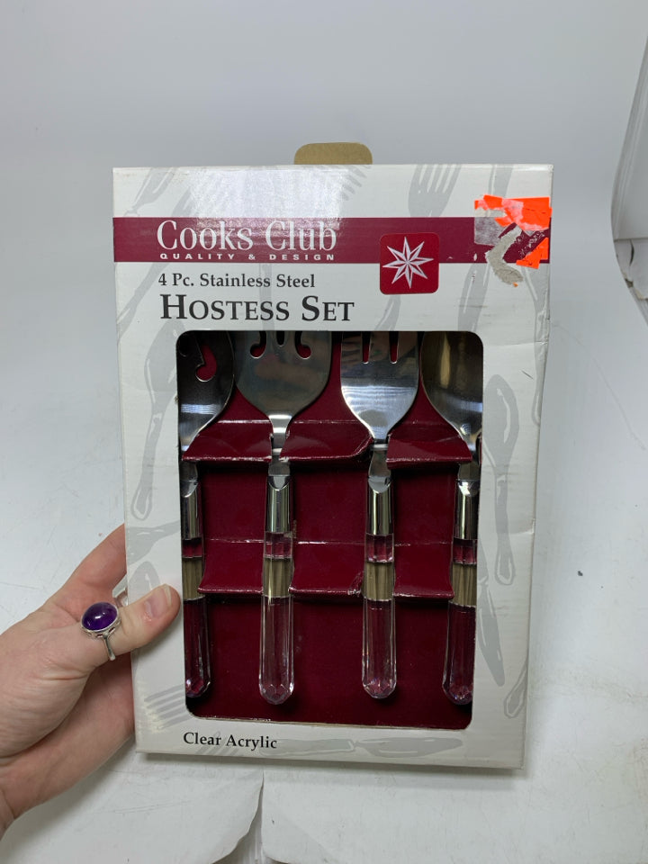 NIB COOKS CLUB 4 PC HOSTESS SET STAINLESS STEAL.