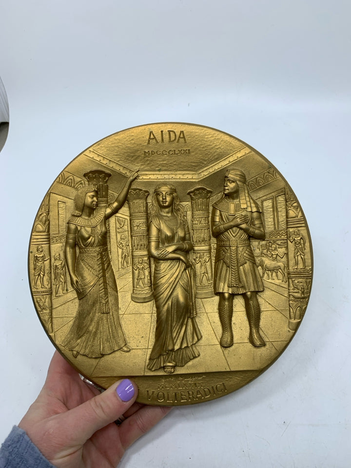 AIDA EGYPTIAN EMBOSSED SCENE HANGING PLATE.