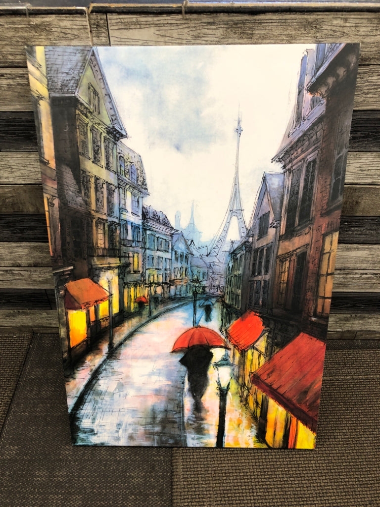 RAINY PARIS COLORFUL CANVAS PRINT.