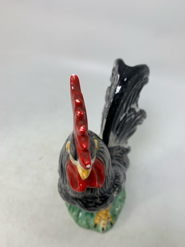 CERAMIC BLACK ROOSTER.
