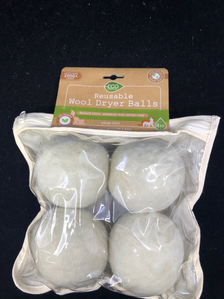 NIP REUSABLE WOOL DRYER BALLS.