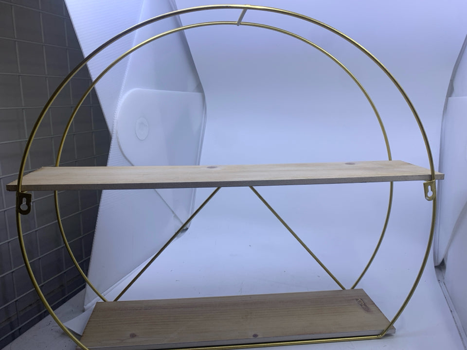 2 TIER ARCHED GOLD WALL SHELF.