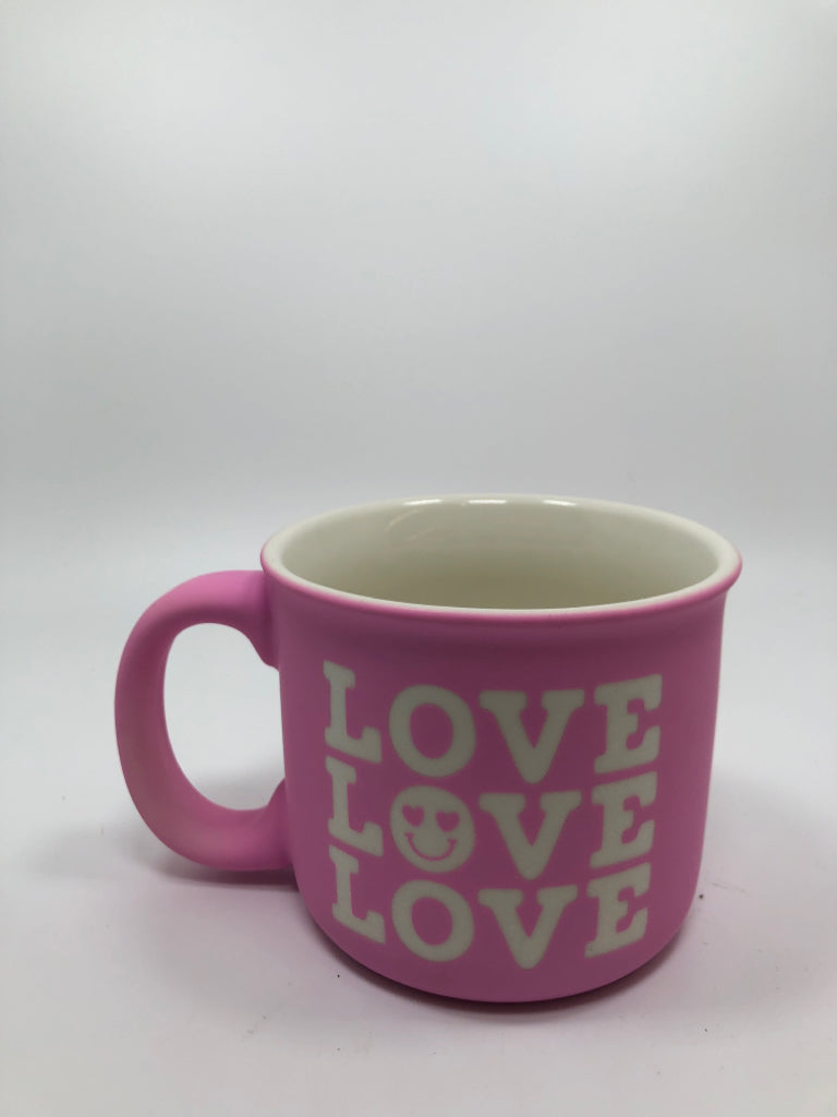 PINK LOVE LOVE LOVE CERAMIC MUG.