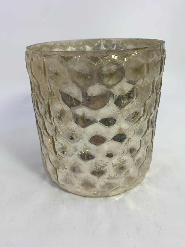 MERCURY GLASS CANDLE HOLDER.