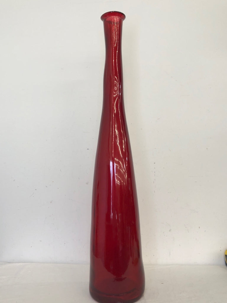 LARGE RED FLOOR VASE.