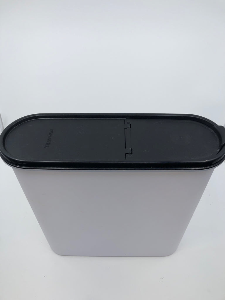 TUPPERWARE CEREAL CONTAINER W/ BLACK LID.