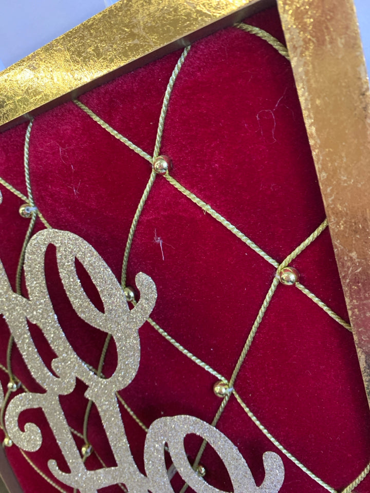 GOLD AND RED PLUSH HOHOHO WALL DECOR.