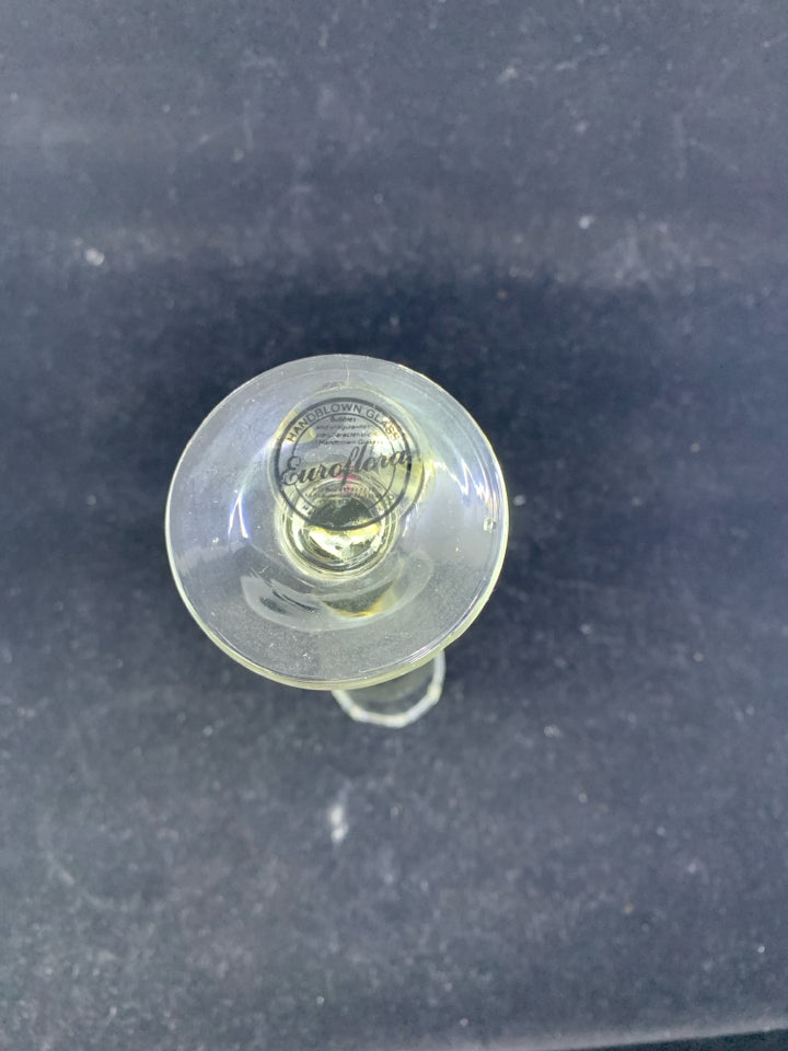 EUROFLORA CLEAR GLASS FLARE TOP BUD VASE.