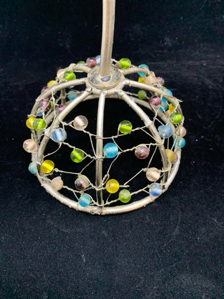BEADED DOME BASE CANDLE HOLDER.