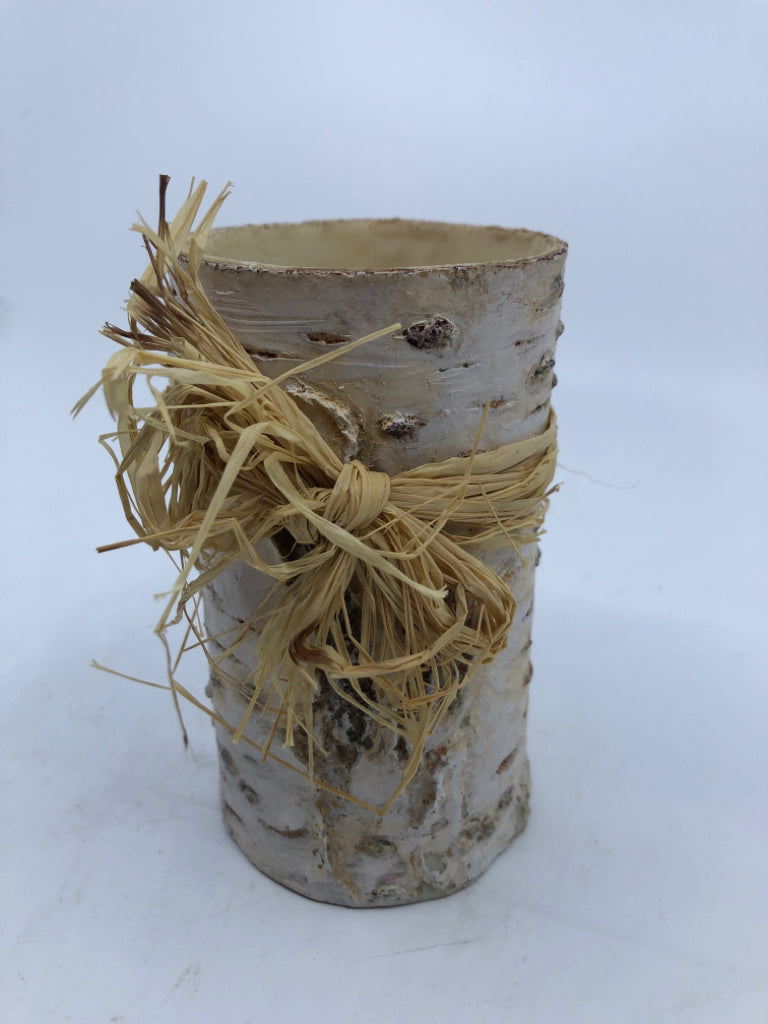 RESIN BIRCH TREE VOTIVE HOLDER.