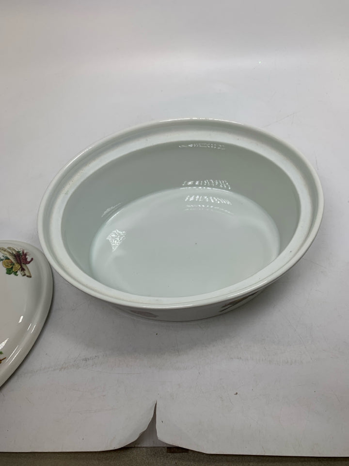 WINE CHEESE LOBSTER THEMED OVAL CASSEROLE DISH W/ LID.