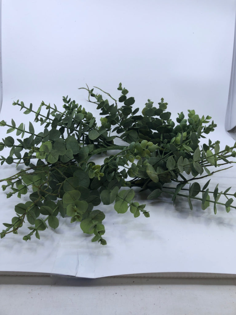 GREEN FAUX EUCALYPTUS WREATH.