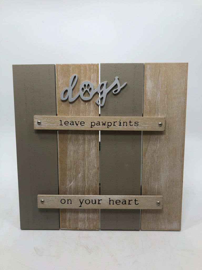 PAWPRINTS ON YOUR HEART WOODEN DOG FRAME.