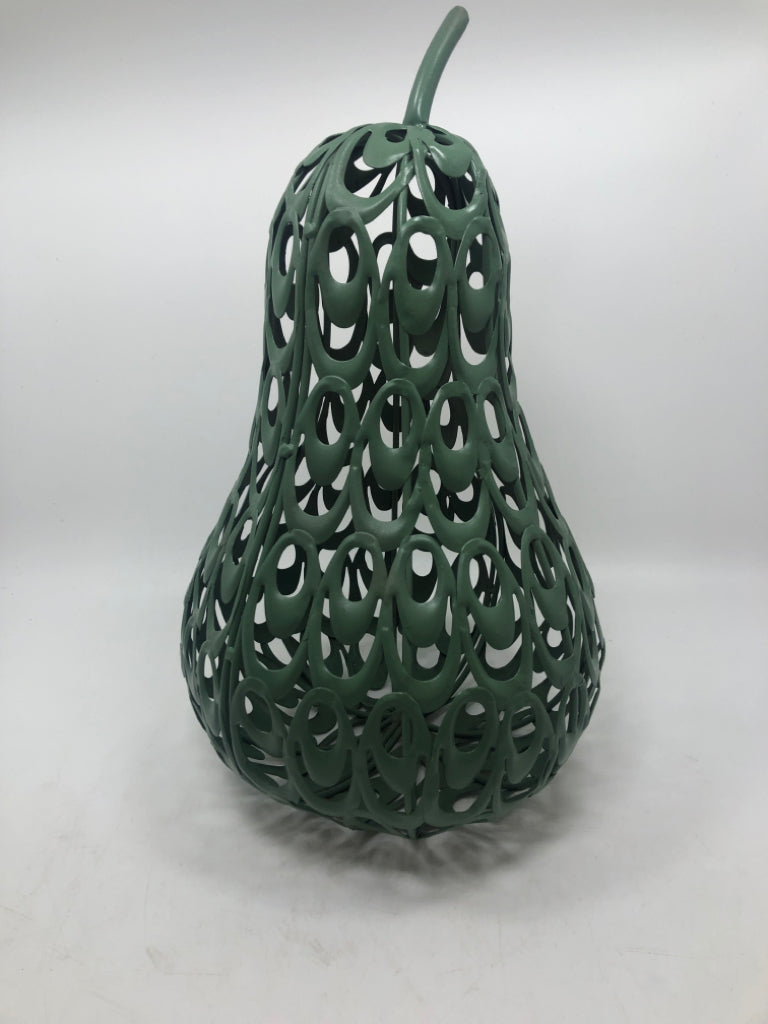 GREEN PAINTED METAL PEAR.