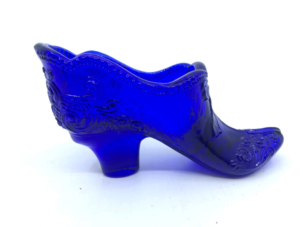 VTG BLUE GLASS VICTORIAN SHOE.