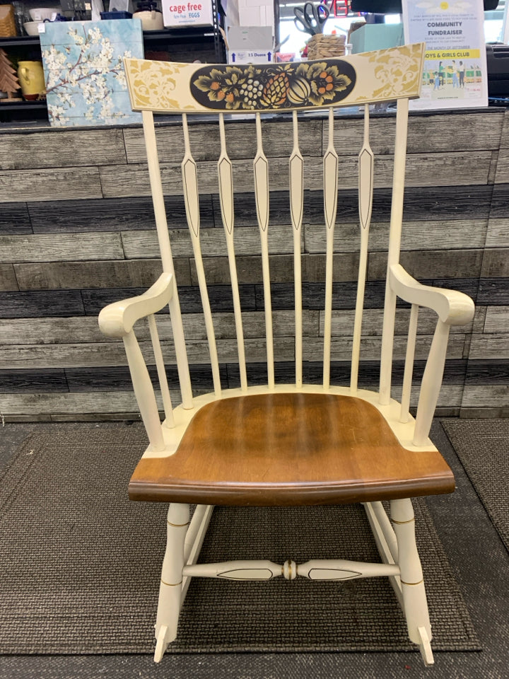 VTG CREAM AND WOOD ROCKER.