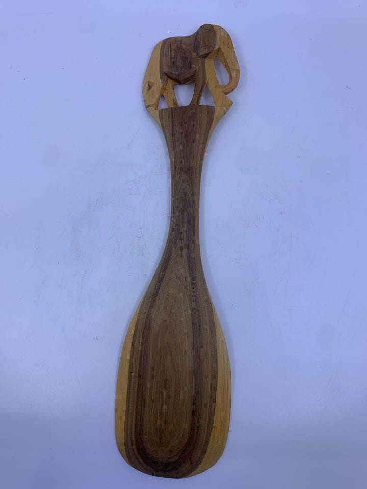 CARVED ELEPHANT WOODEN SPOON.