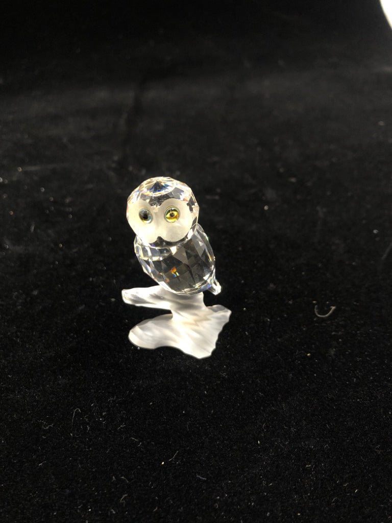 CRYSTAL OWL ON BRANCH W/GREEN EYES SWAROVSKI.