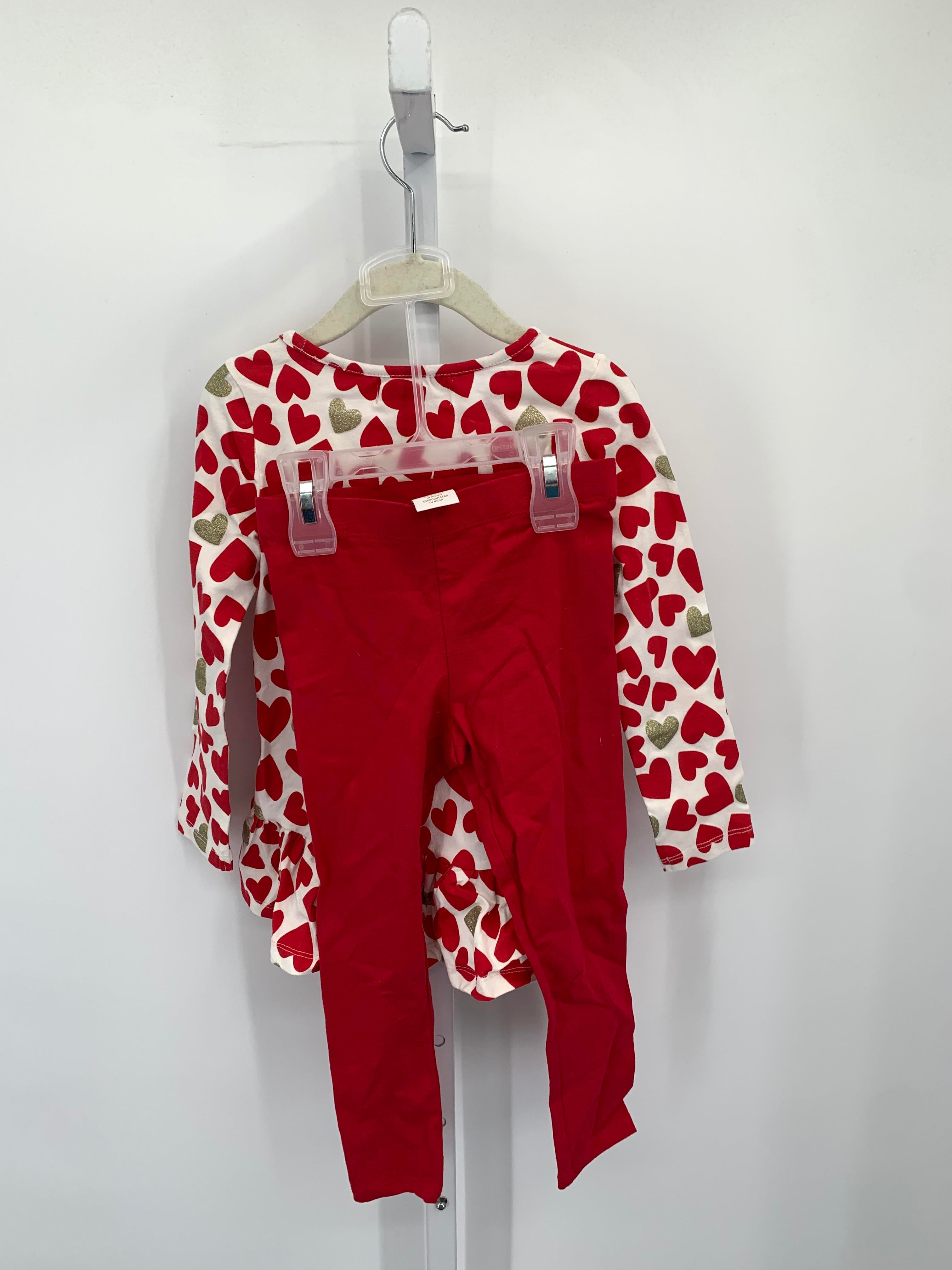 NEW LONG SLV SHIRT HEARTS RED LEGGING