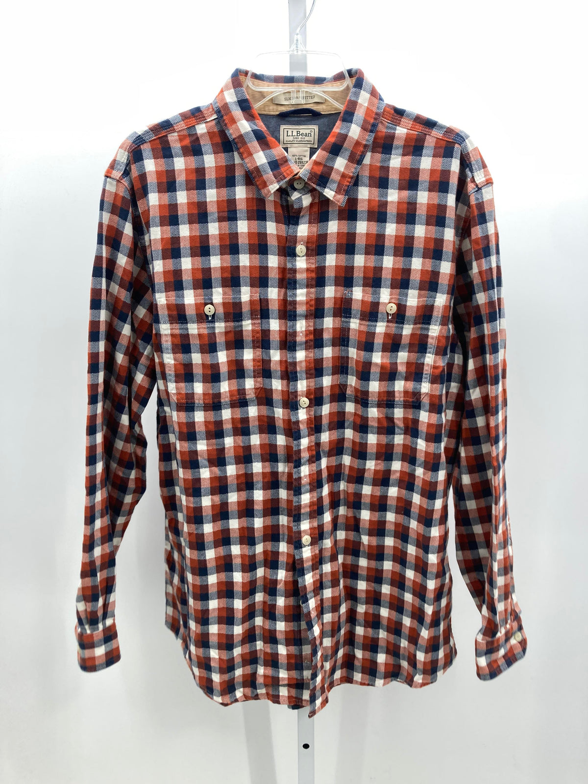 NAVY WHITE PLAID BTN DOWN