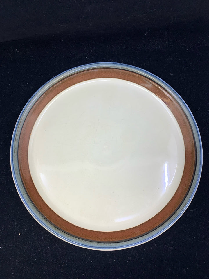 VTG POTTERY CREAM AND BROWN PLATTER.