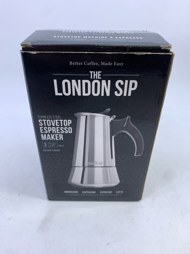NIB LONDON SIP STOVE TOP ESPRESSO MACHINE.