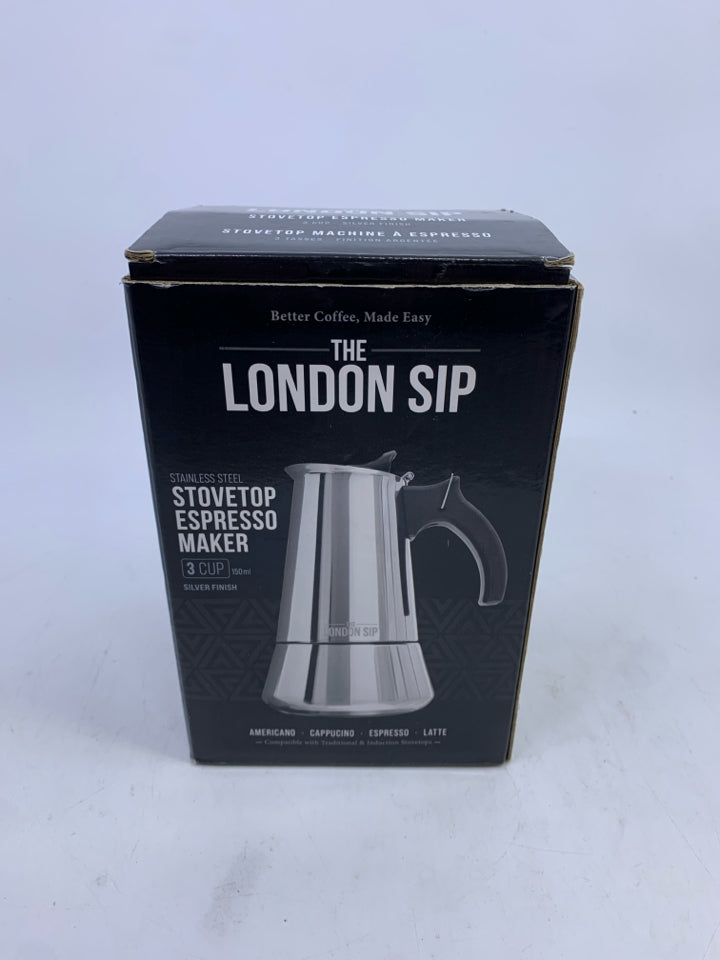 NIB LONDON SIP STOVE TOP ESPRESSO MACHINE.