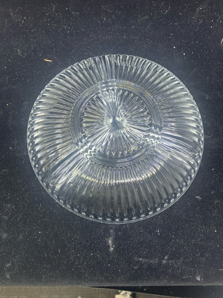 RIBBED DIVIDED GLASS BOWL.