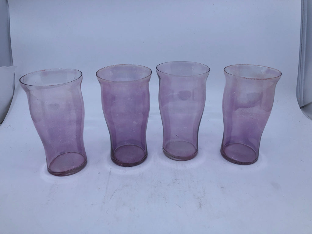 4 PURPLE TINT DAINTY GLASSES.