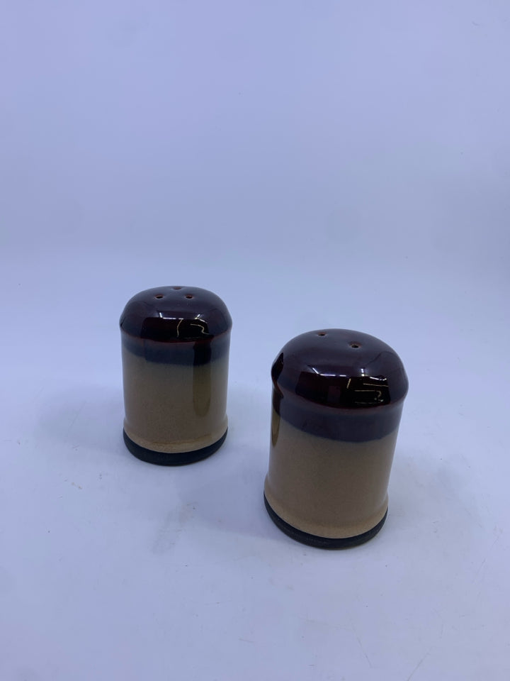 BROWN OMBRE SALT AND PEPPER SHAKERS.
