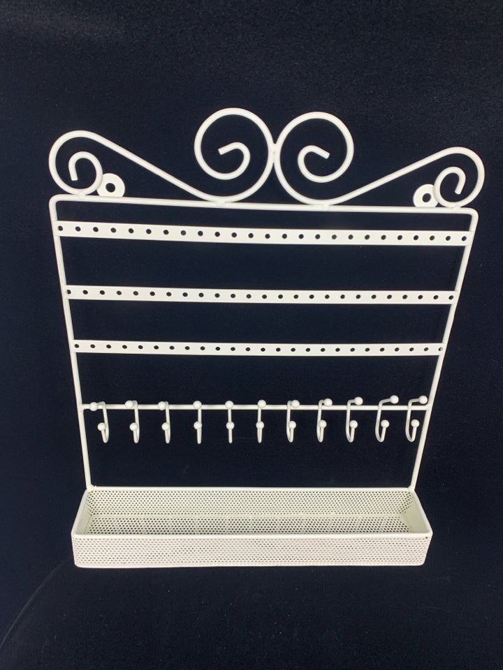 WHITE METAL JEWELRY HOLDER WALL-HANGING.