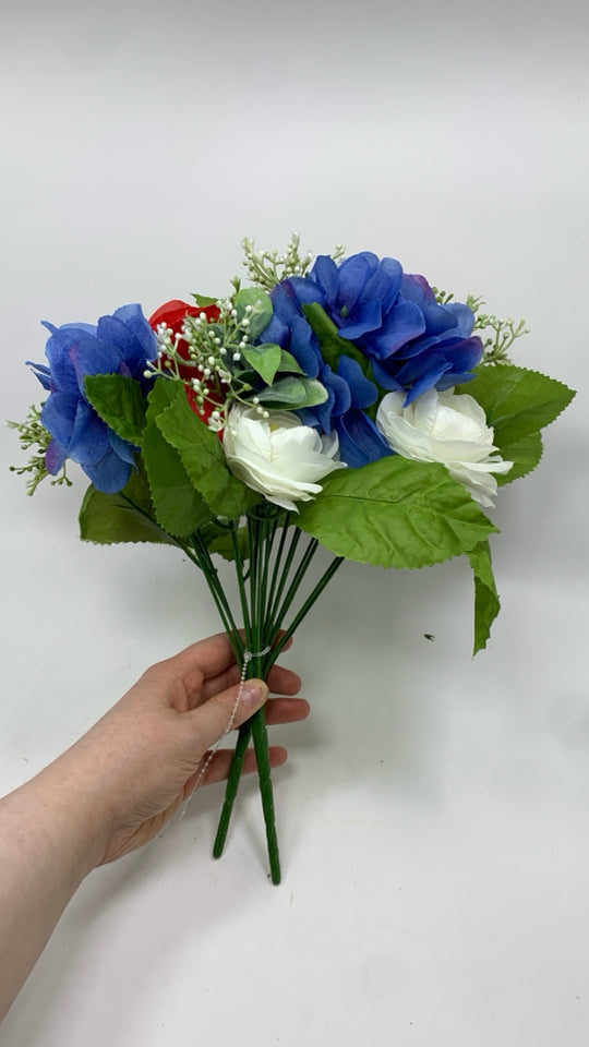 FAUX RED WHITE AND BLUE BOUQUET.