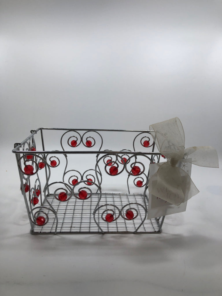 BEADED METAL BASKET.