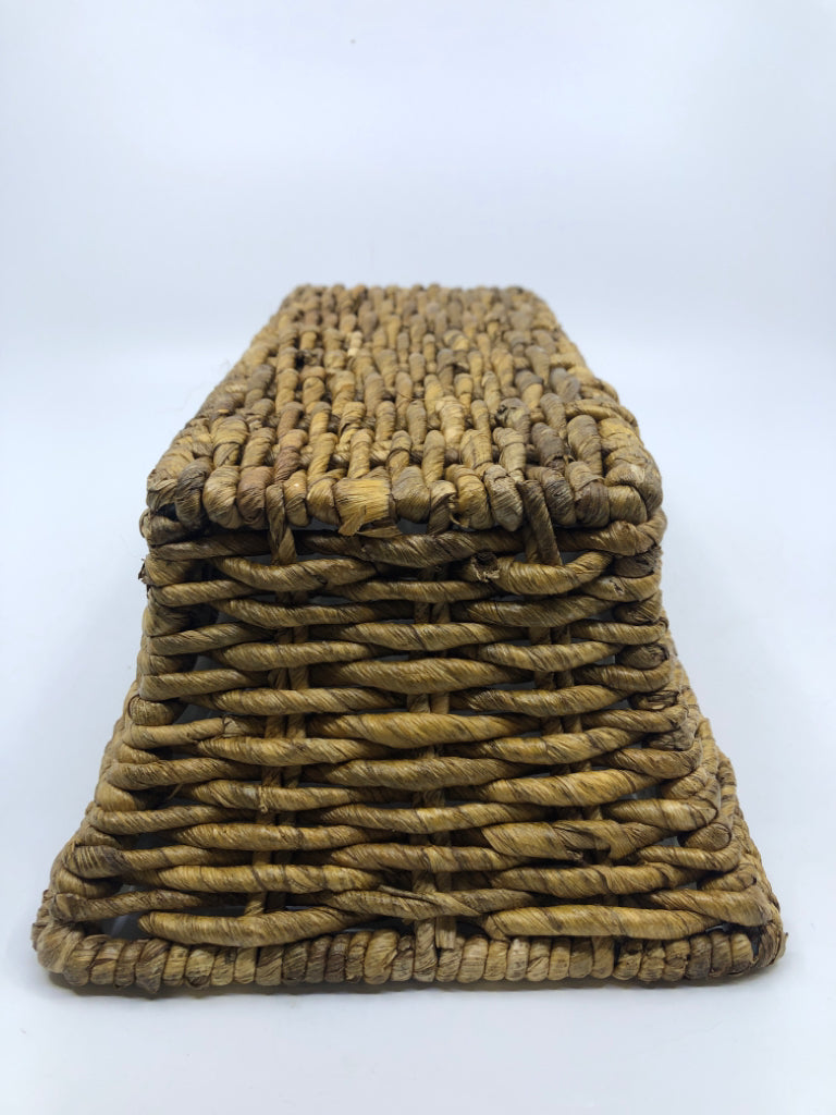 RECTANGLE WOVEN BASKET W/ FLARED EDGES.