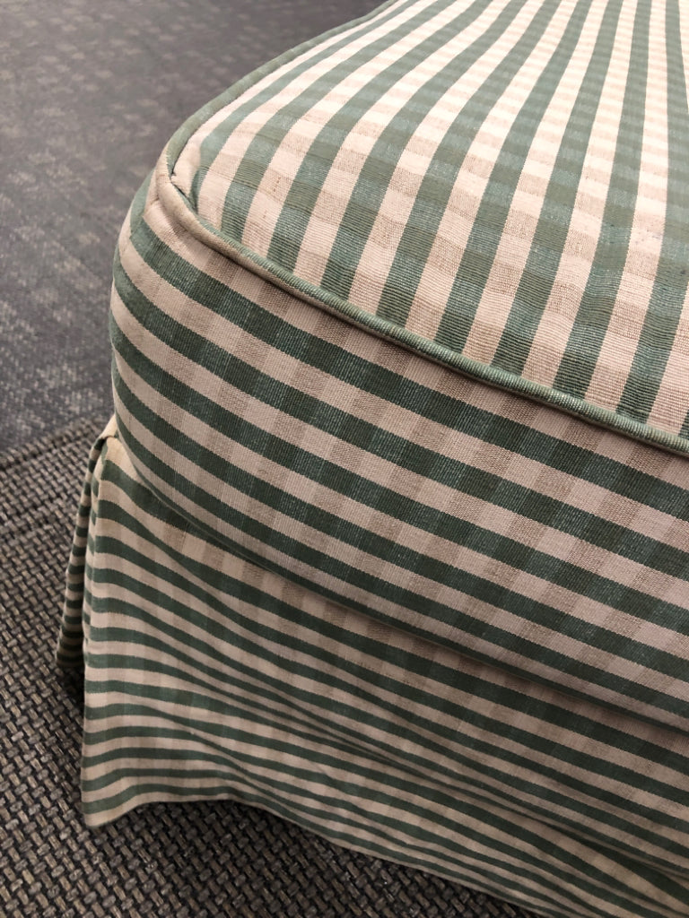 GREEN & WHITE GINGHAM CHAIR W/OTTOMAN.