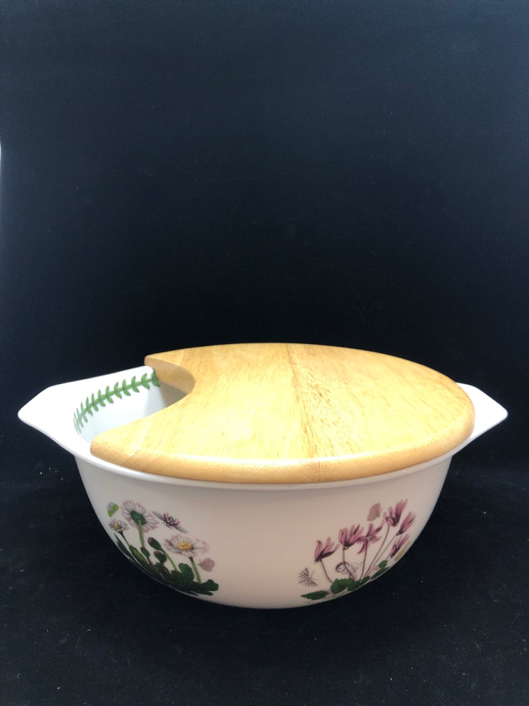 BOTANIC MAGNOLIA MIXING BOWL W/BAMBOO LID.