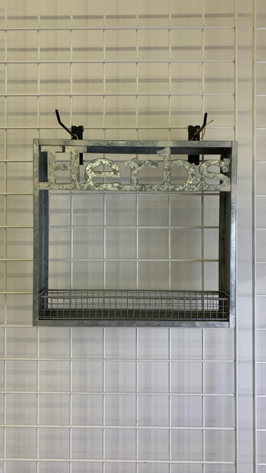 GALVANIZED METAL HERBS SPICE RACK.