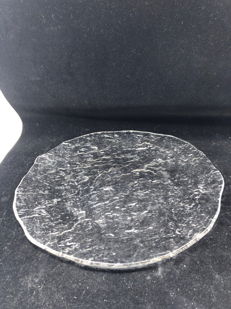 CLEAR CRACKLE GLASS PLATTER.