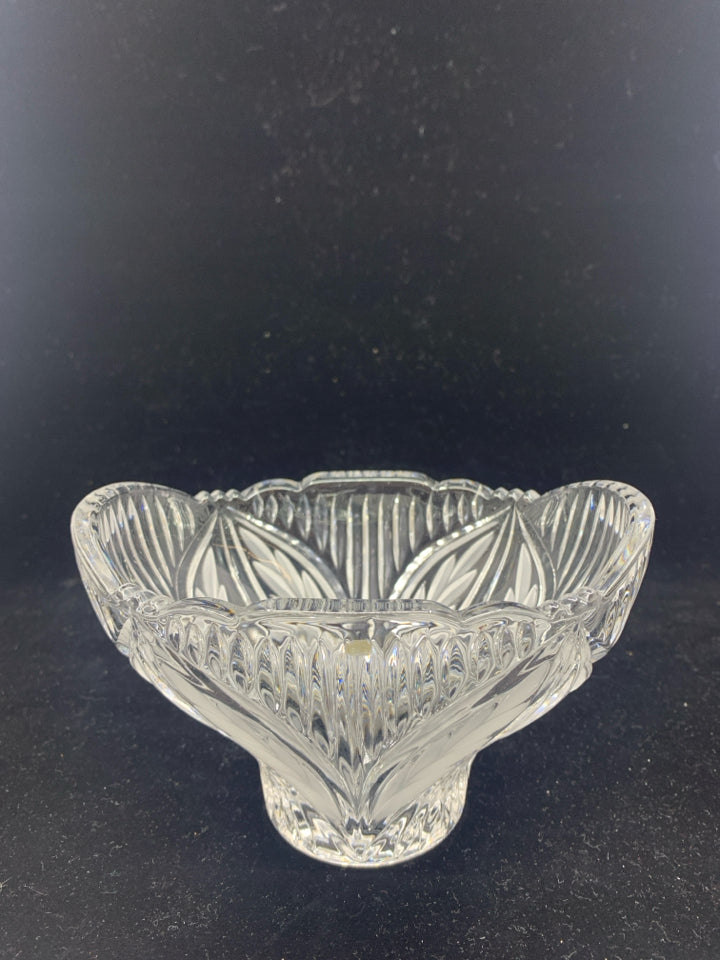 CUT GLASS OVAL CANDY DISH.