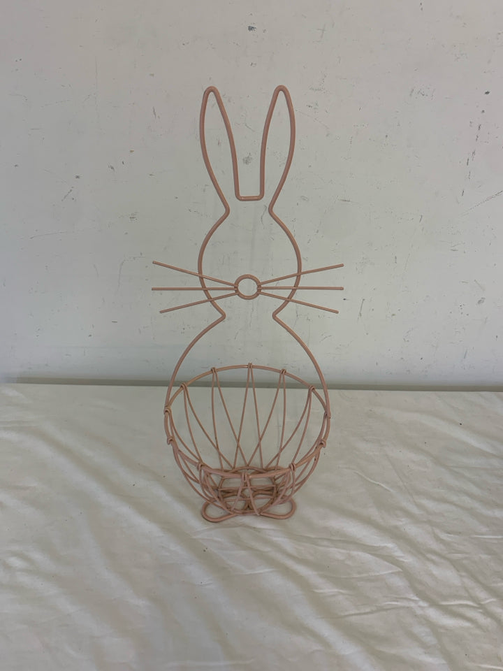 PINK ENAMEL BUNNY BASKET.