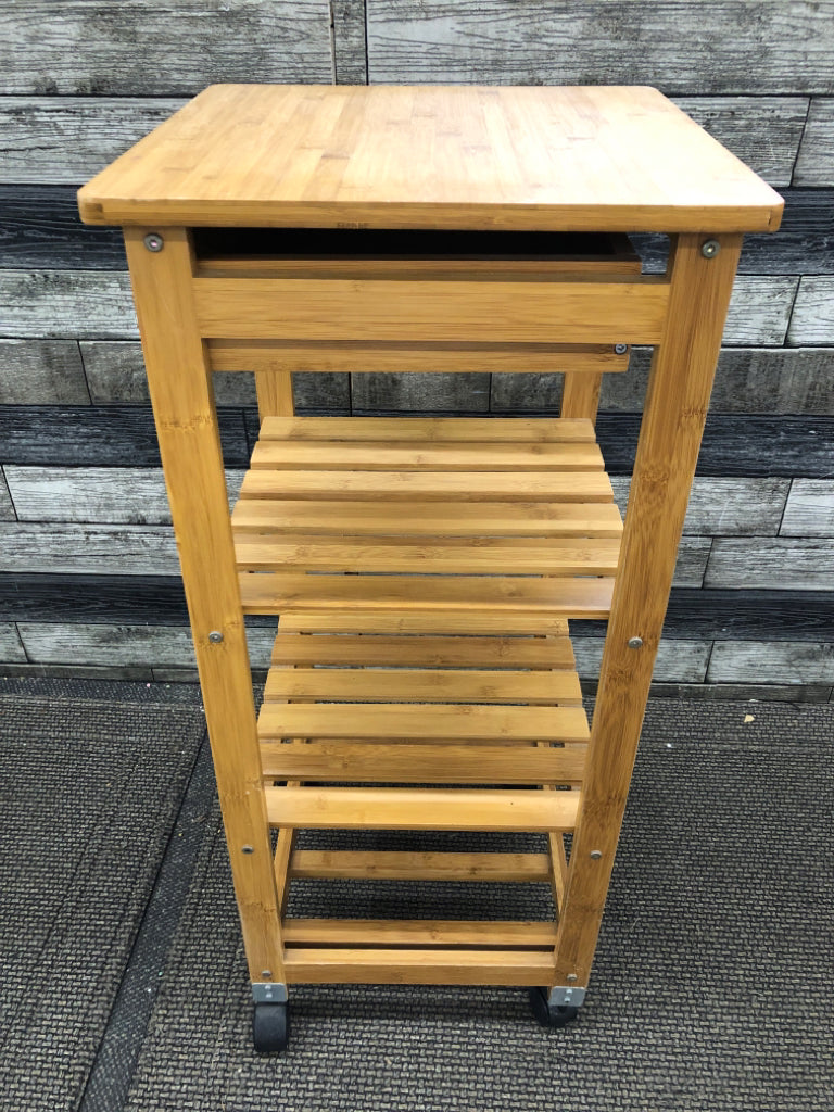 ROLLING WOODEN STORAGE CABINET.