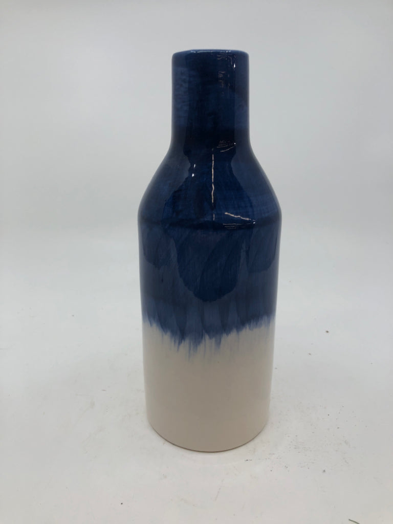 WHITE BLUE OMBRE VASE.