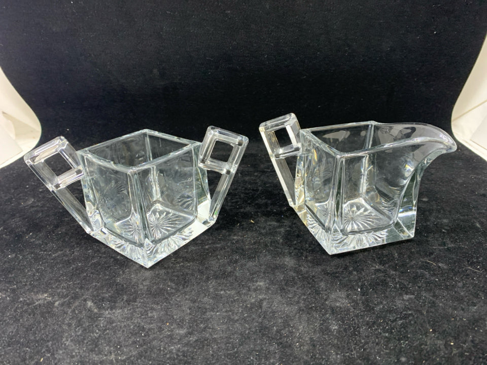 VTG HEAVY ART DECO STYLE SUGAR AND CREAMER.